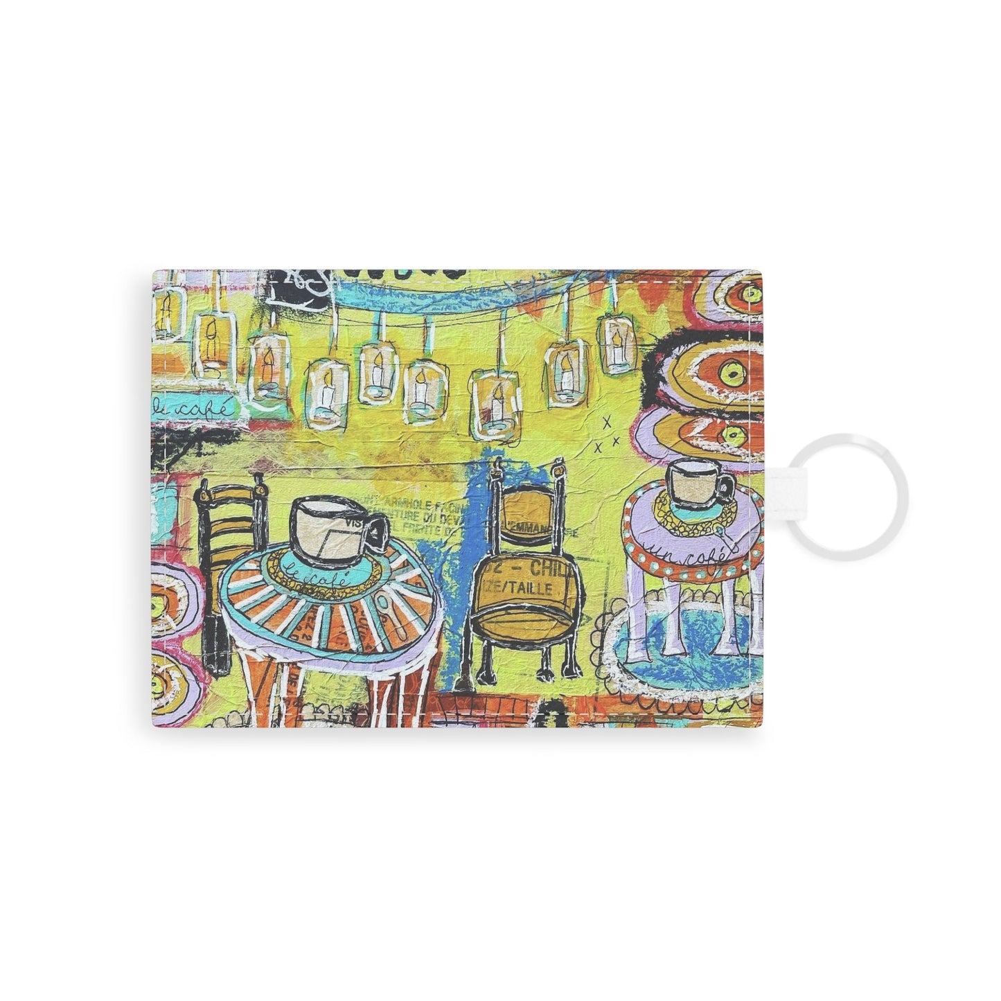 Credit Card Holder - Leather - French cafe design, France inspired, French coffee house art
