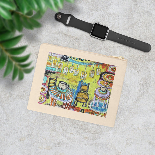 Pouch & Coin Purses - French Cafe Design, France inspired, French Coffee House Art