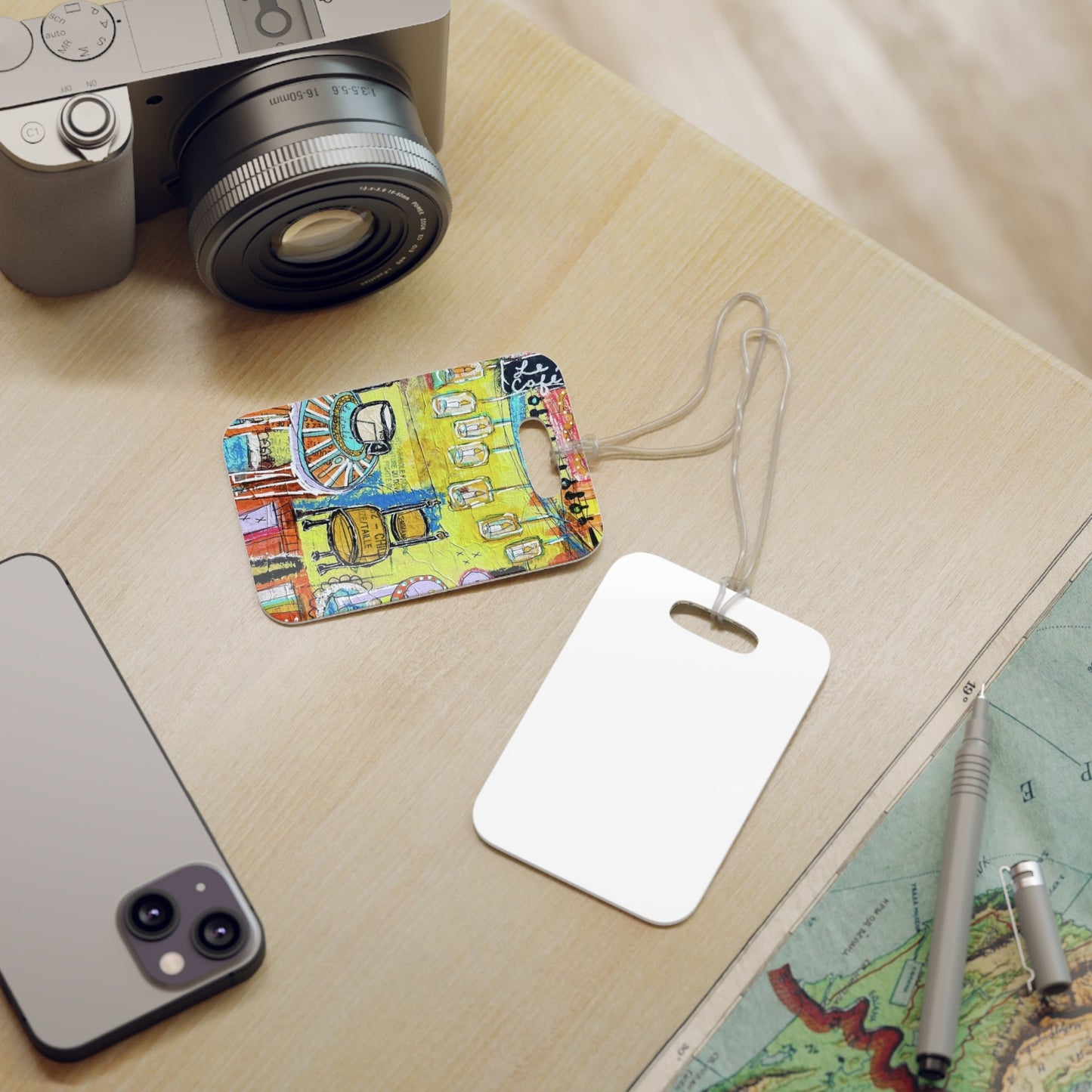 French Cafe Design, France inspired, Coffee House Design - Luggage Tags