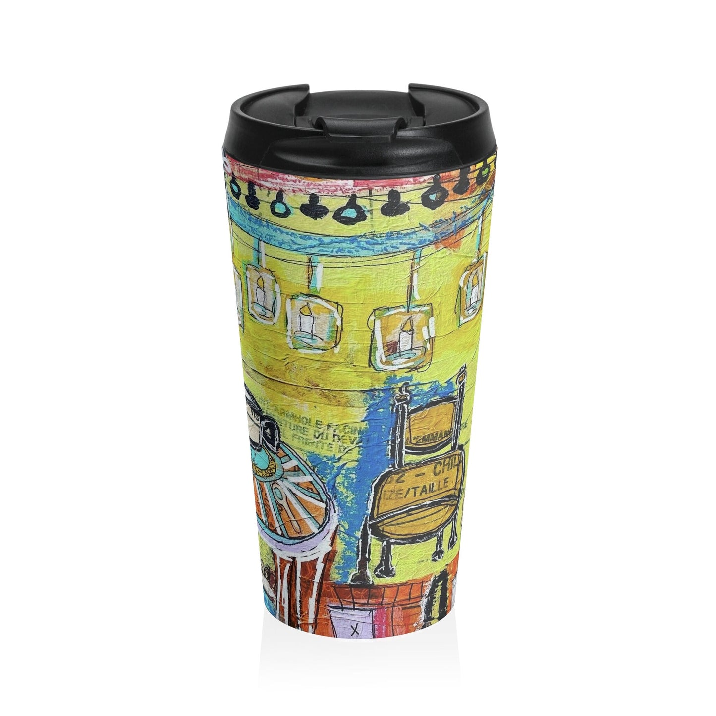 French cafe design, France inspired, coffee house art - Stainless Steel Travel Mug