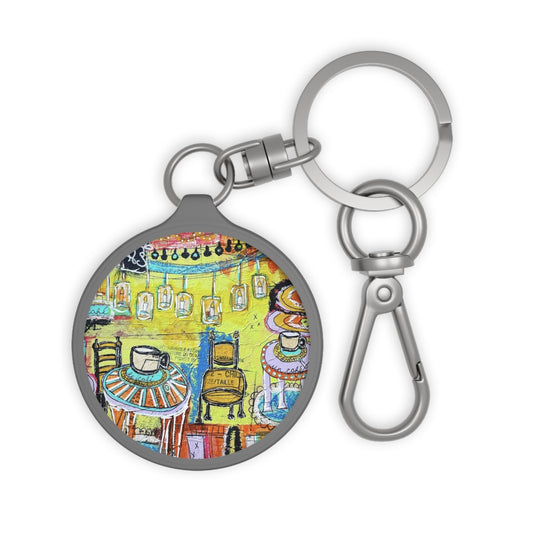 Keychain Tag - French Cafe Design, France inspired, coffee house art
