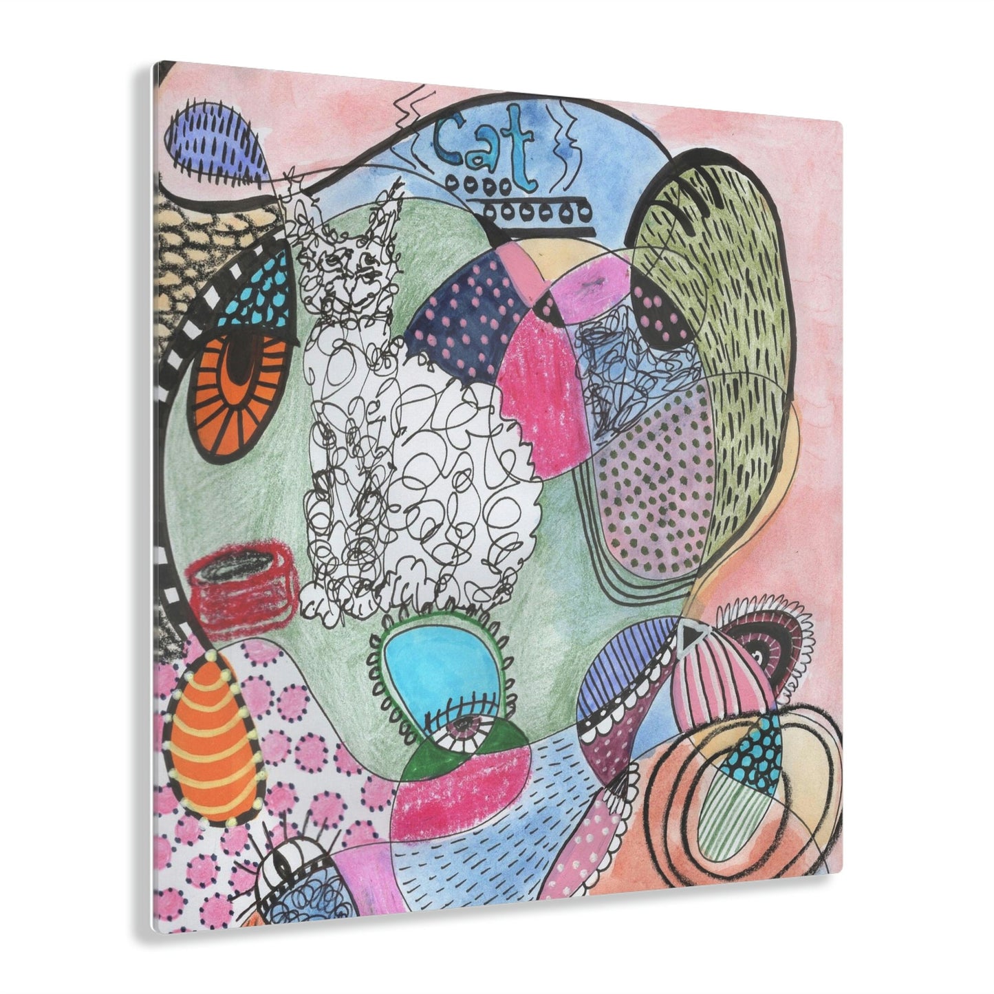 Acrylic Prints - Cat - Mixed Media Illustration