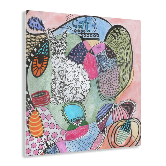 Acrylic Prints - Cat - Mixed Media Illustration