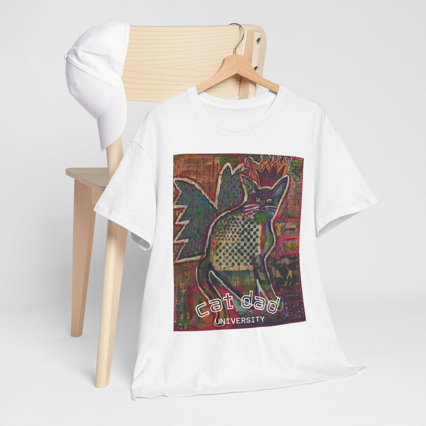 Cat Dad Unisex Tee, Father's Day Gift, Cat Lover T-Shirt, Original Cat Art Shirt, Heavy Cotton Top
