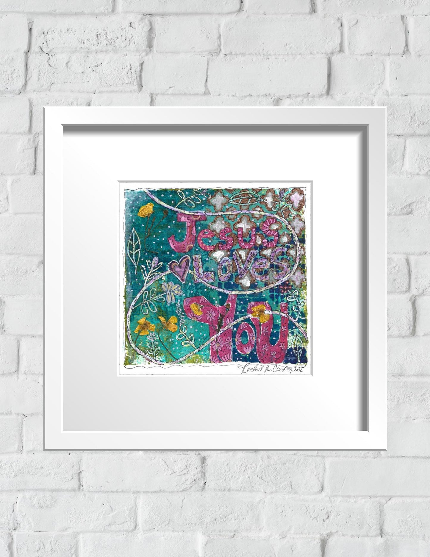 Jesus Loves You Digital Art Printable Bundle (3 Sizes) — Inspirational Christian Wall Art Hand-Pressed Flowers, Faith Decor, Scripture Print