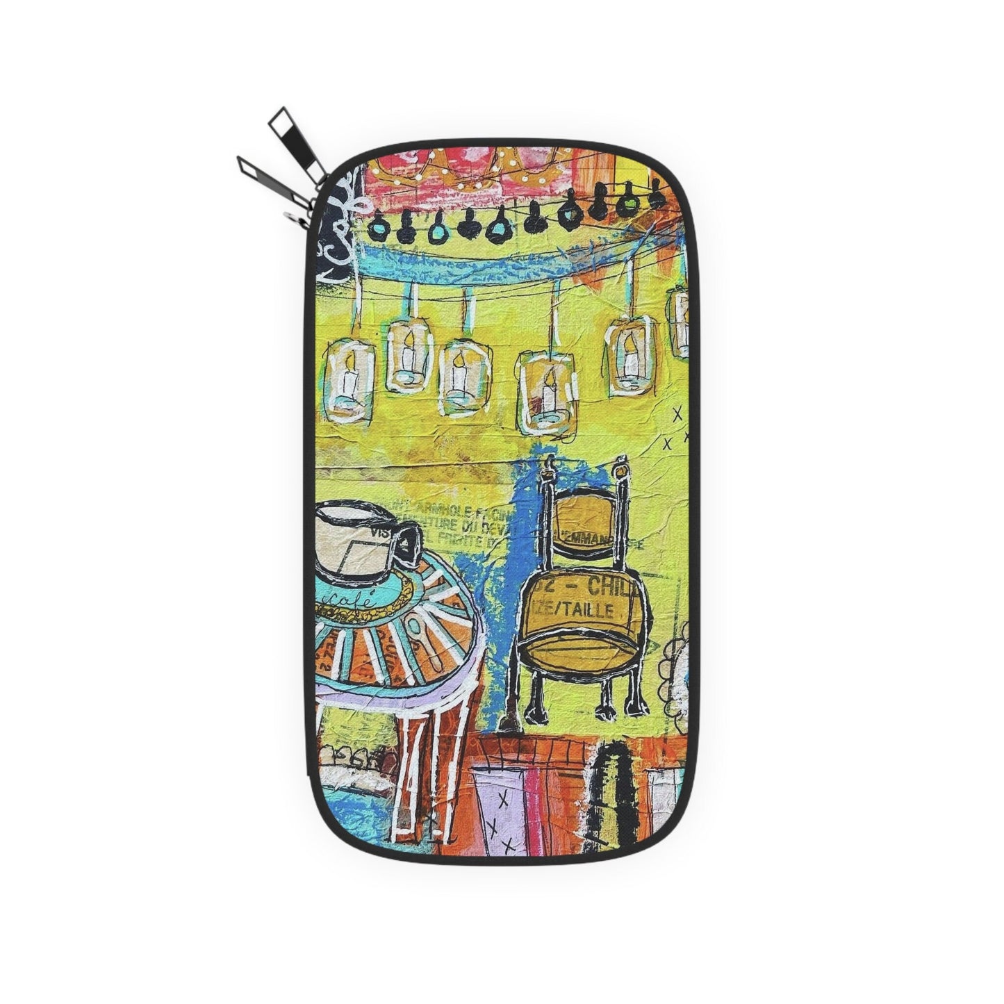 French Cafe Design, France inspired, French Coffee House Art - Passport Wallet