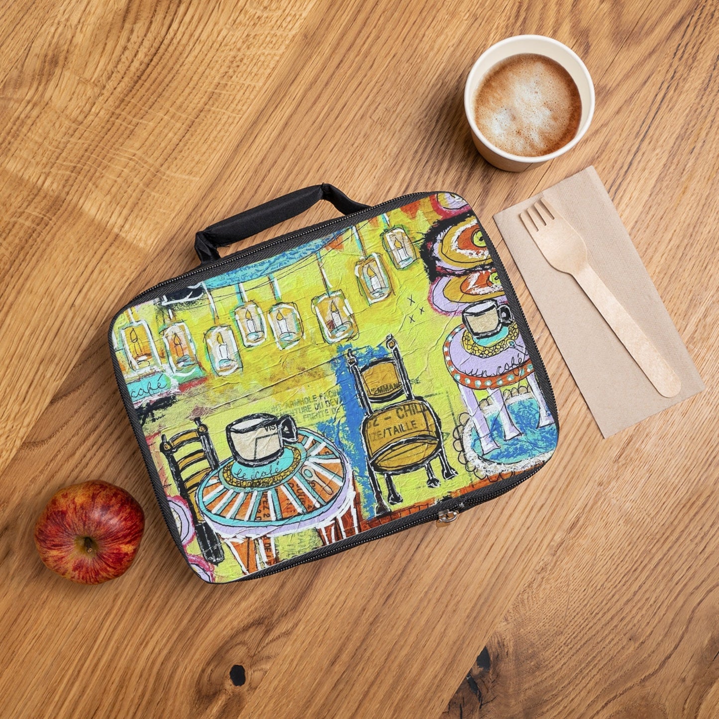 French Cafe design, France inspired, Coffee House Art - Lunch Bag