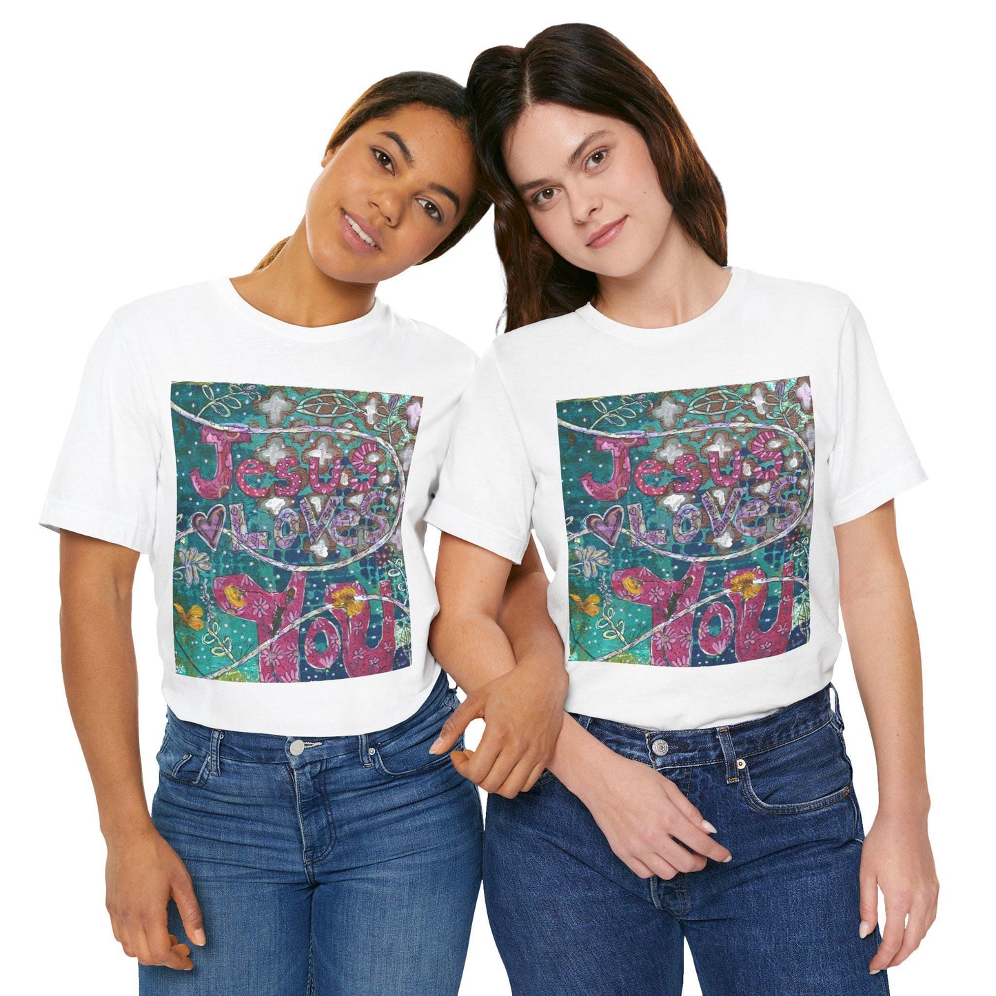Boho Jesus Love You Unisex Tee, Christian Faith Shirt, Pressed Flower Design, Religious Graphic Tshirt, Inspirational Women Men Top