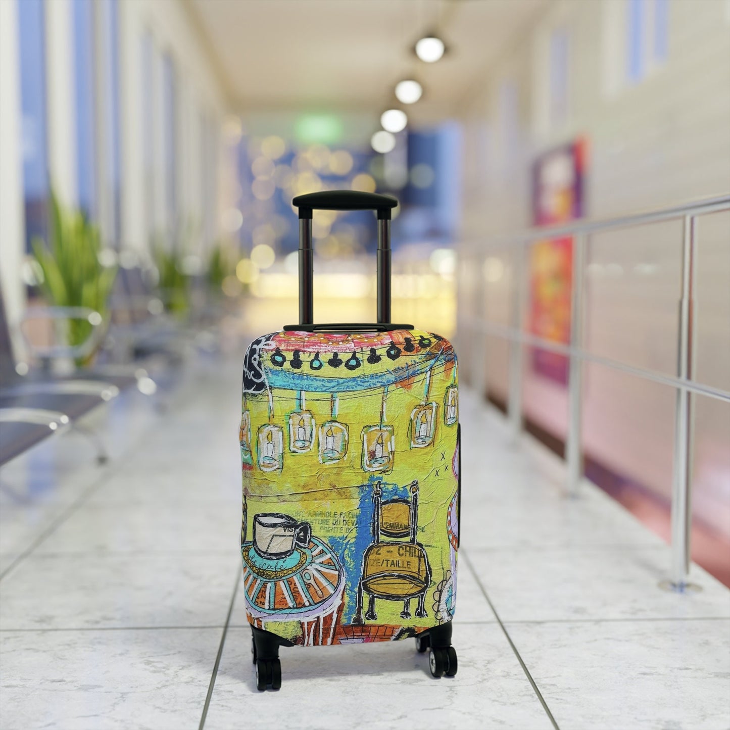 Luggage Cover - French Cafe Design, France inspired, Coffee House Art