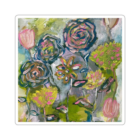 Floral Art Kiss-Cut Stickers, Laptop Decal, Journal Decoration, Cottagecore Decor, Whimsical Flowers