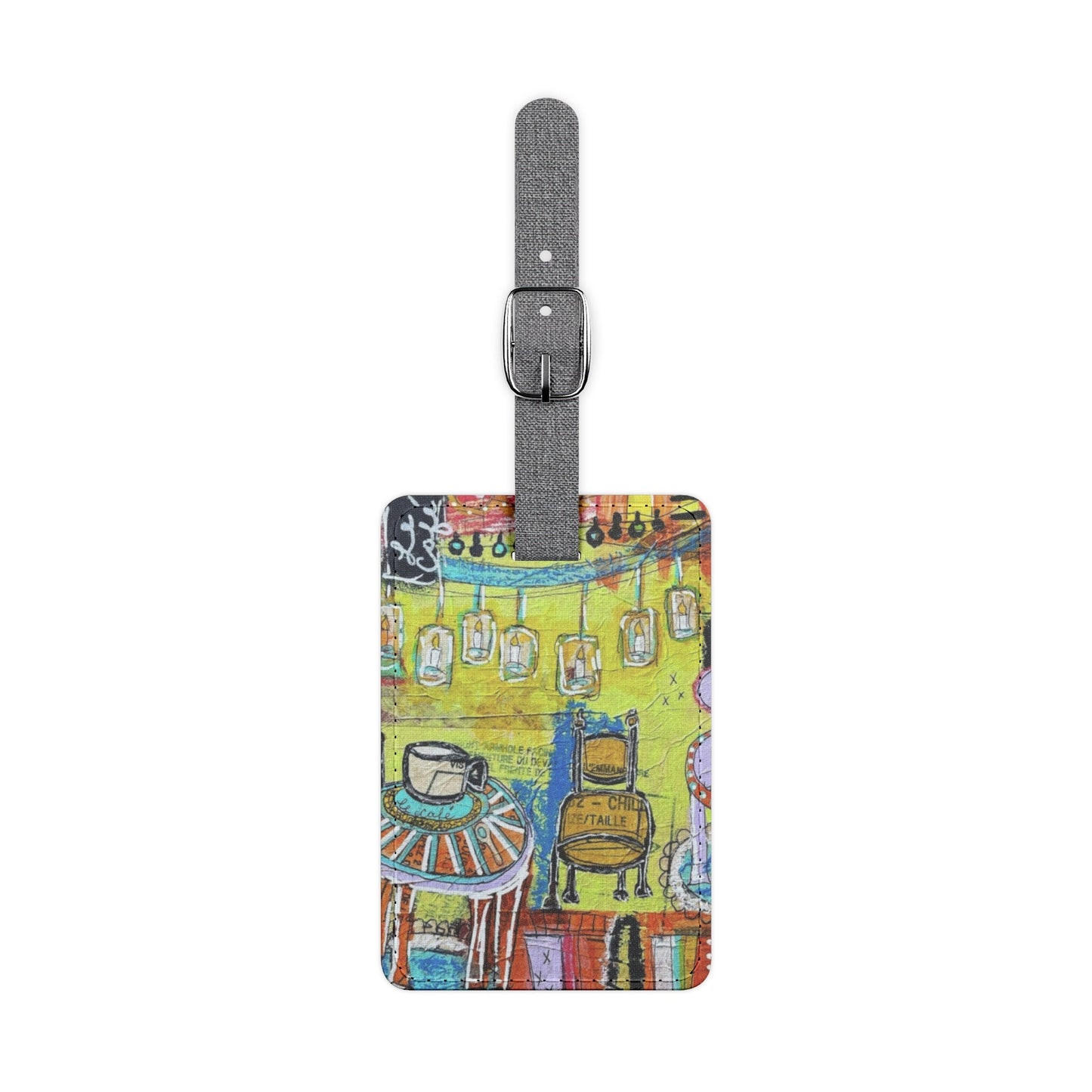 French Cafe Design, France inspired, French coffee house art - Saffiano Polyester Luggage Tag, Rectangle