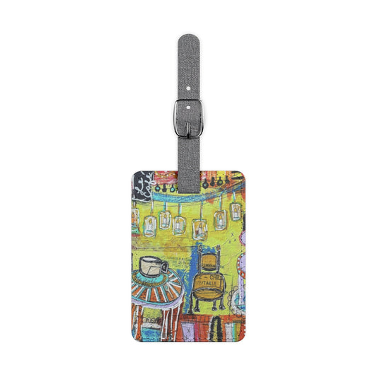French Cafe Design, France inspired, French coffee house art - Saffiano Polyester Luggage Tag, Rectangle