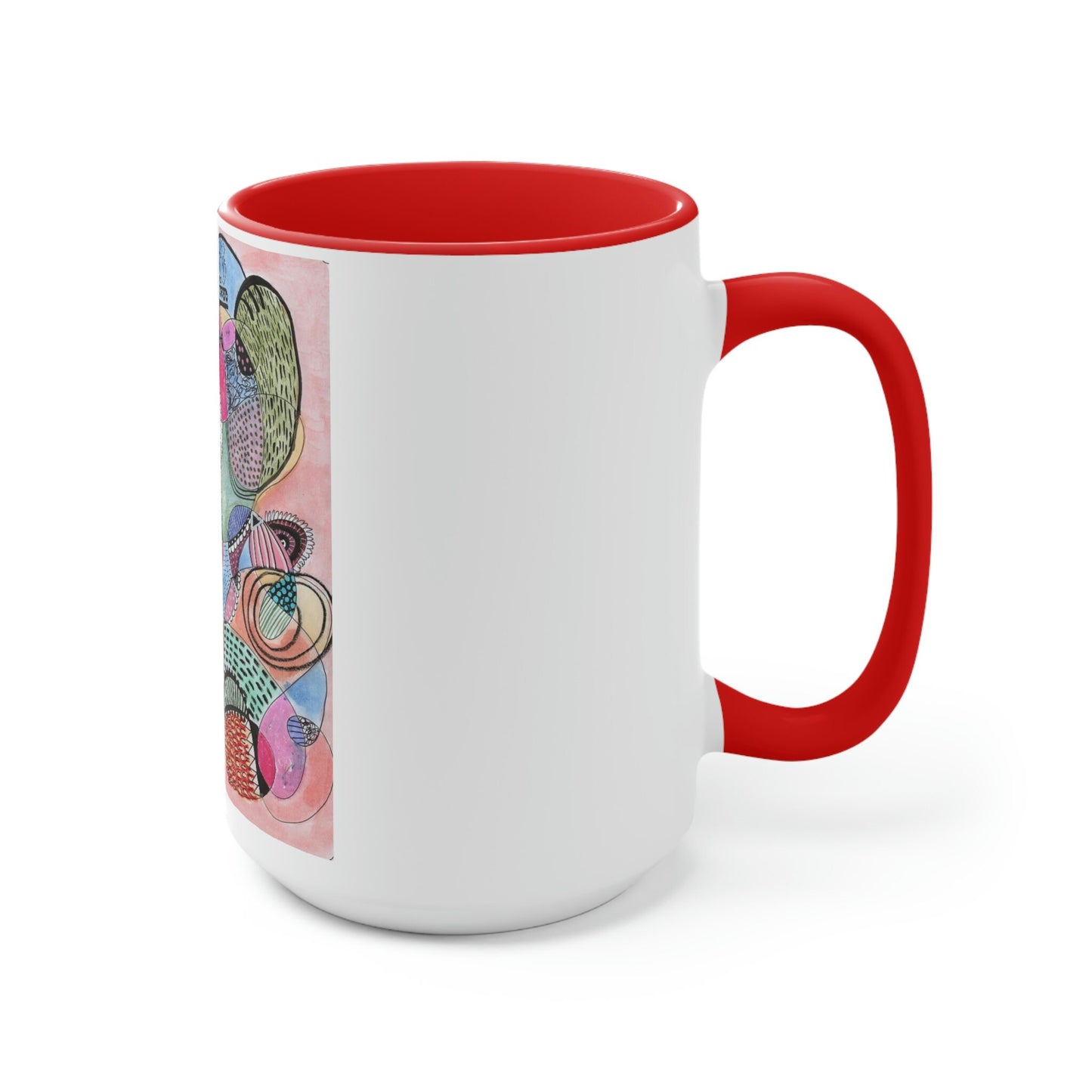 Two-Tone Coffee Mugs, 15oz - Cat - Mixed Media Illustration