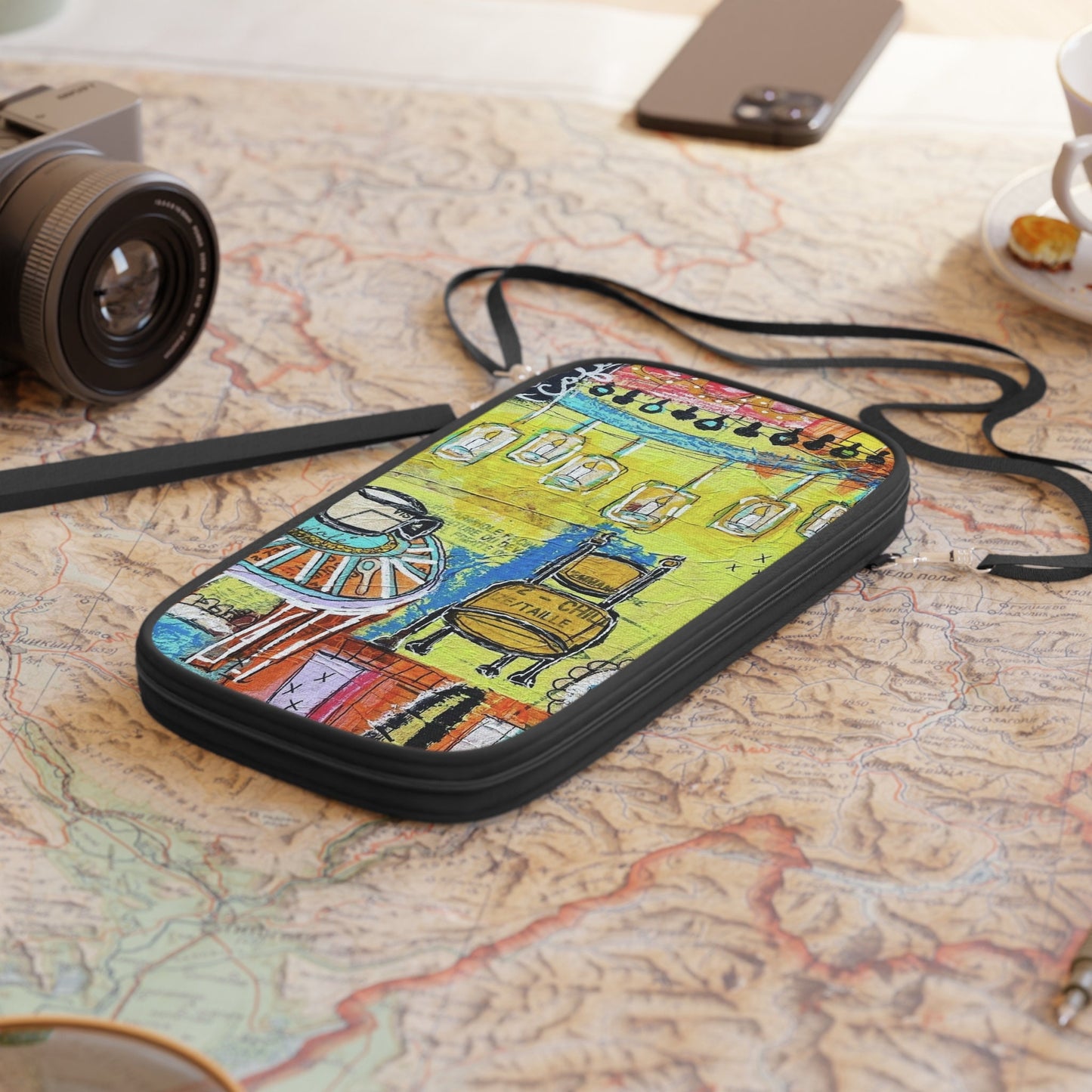 French Cafe Design, France inspired, French Coffee House Art - Passport Wallet