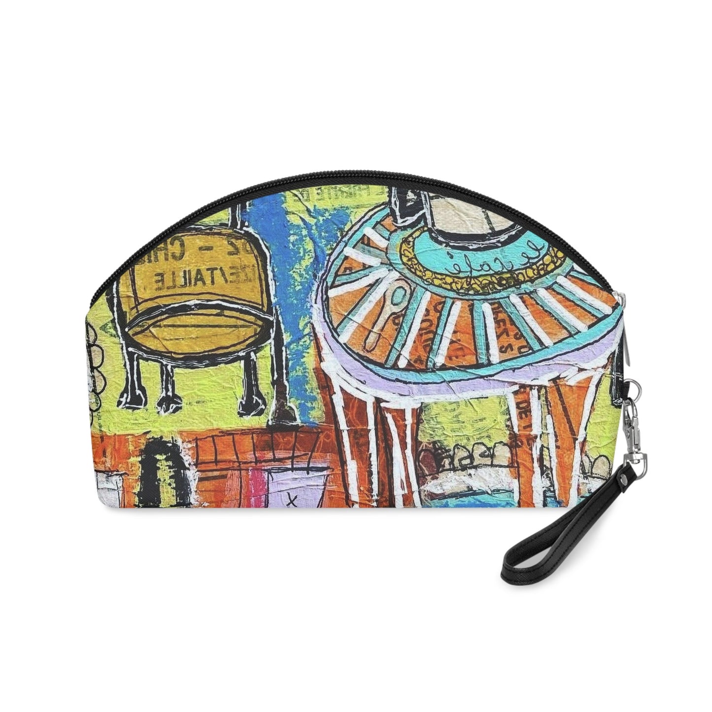 French Cafe Design, France inspired, French Coffee House Art - Makeup Bag