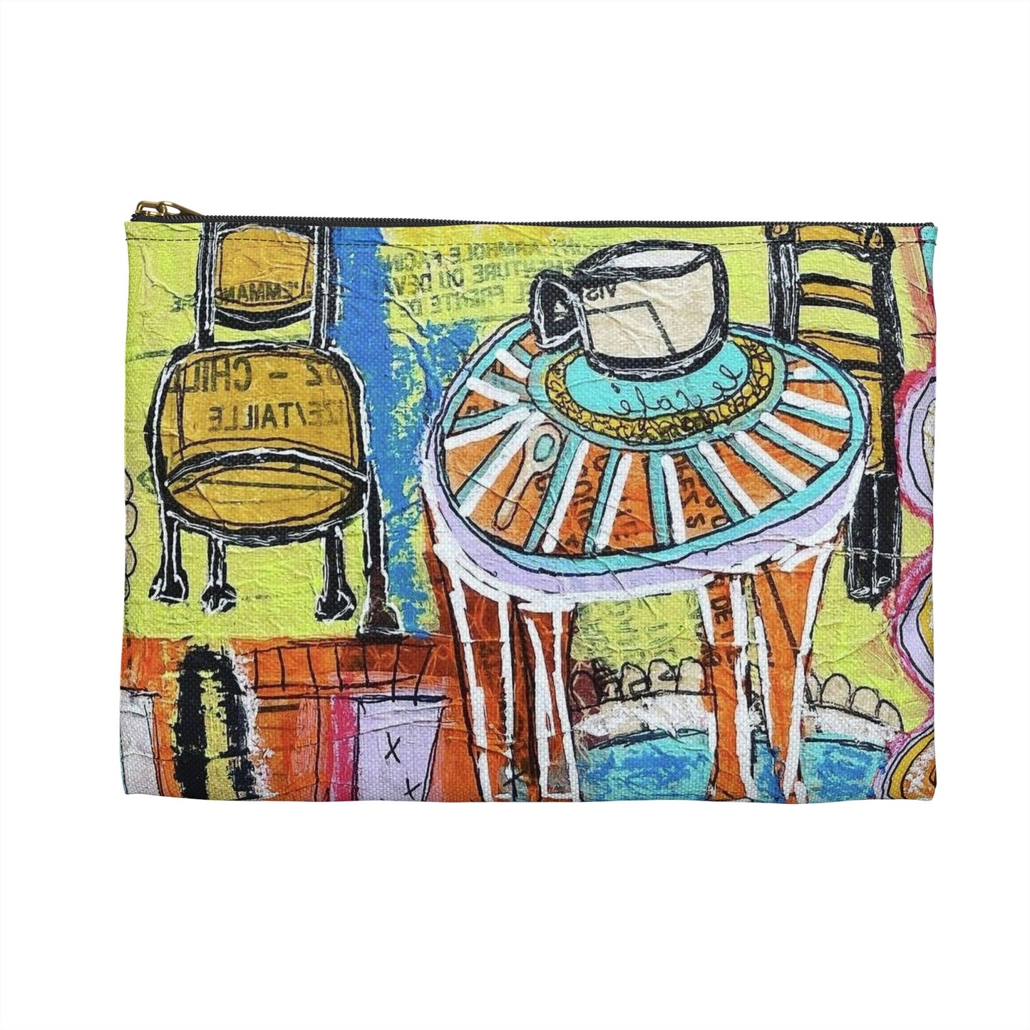French cafe design, France inspired, coffee house art - Accessory Pouch
