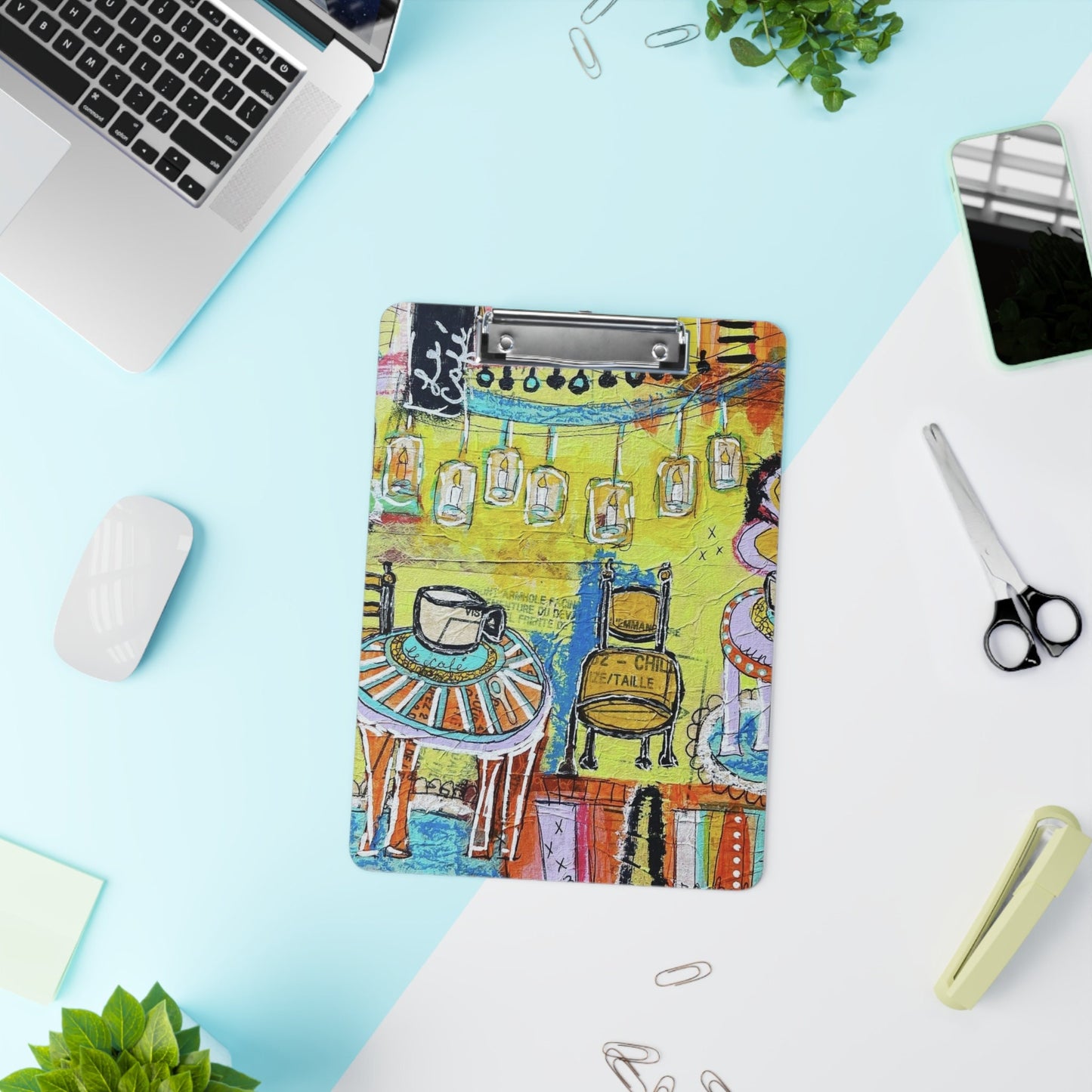 French Cafe Design, France inspired, French Coffee House Art - Clipboard