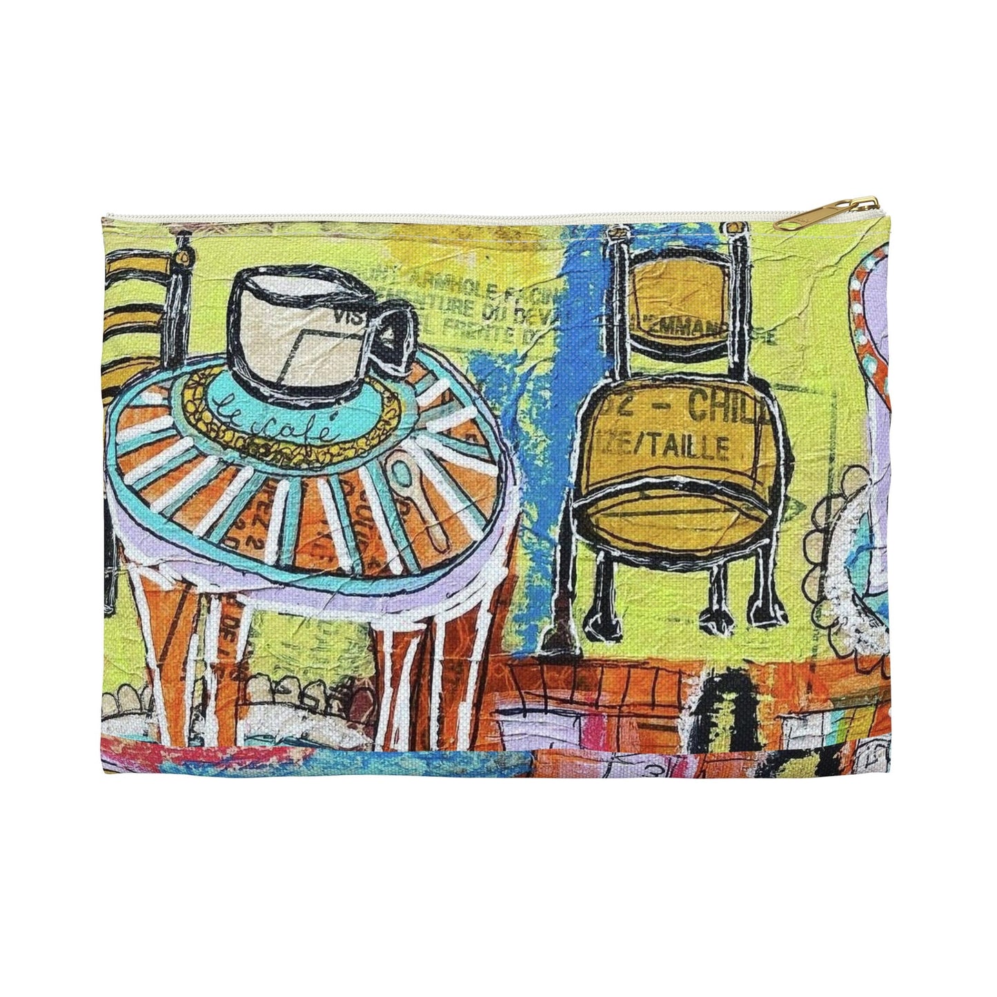 French cafe design, France inspired, coffee house art - Accessory Pouch