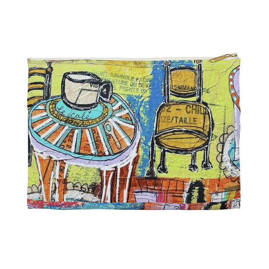 French cafe design, France inspired, coffee house art - Accessory Pouch