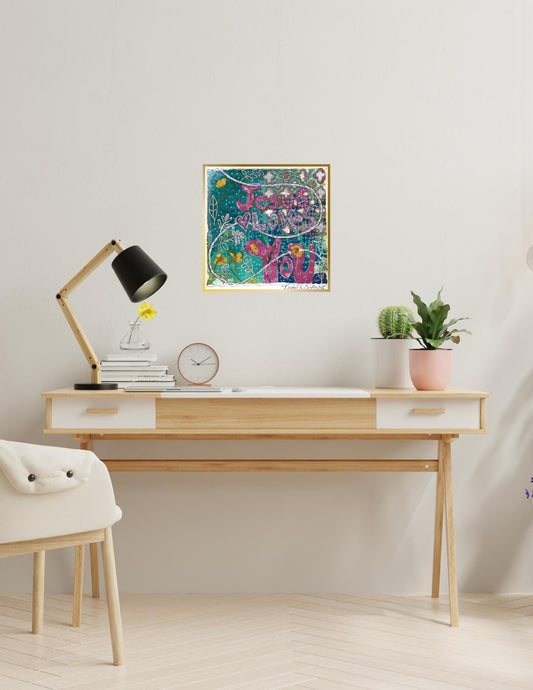 Jesus Loves You Digital Art Printable Bundle (3 Sizes) — Inspirational Christian Wall Art Hand-Pressed Flowers, Faith Decor, Scripture Print