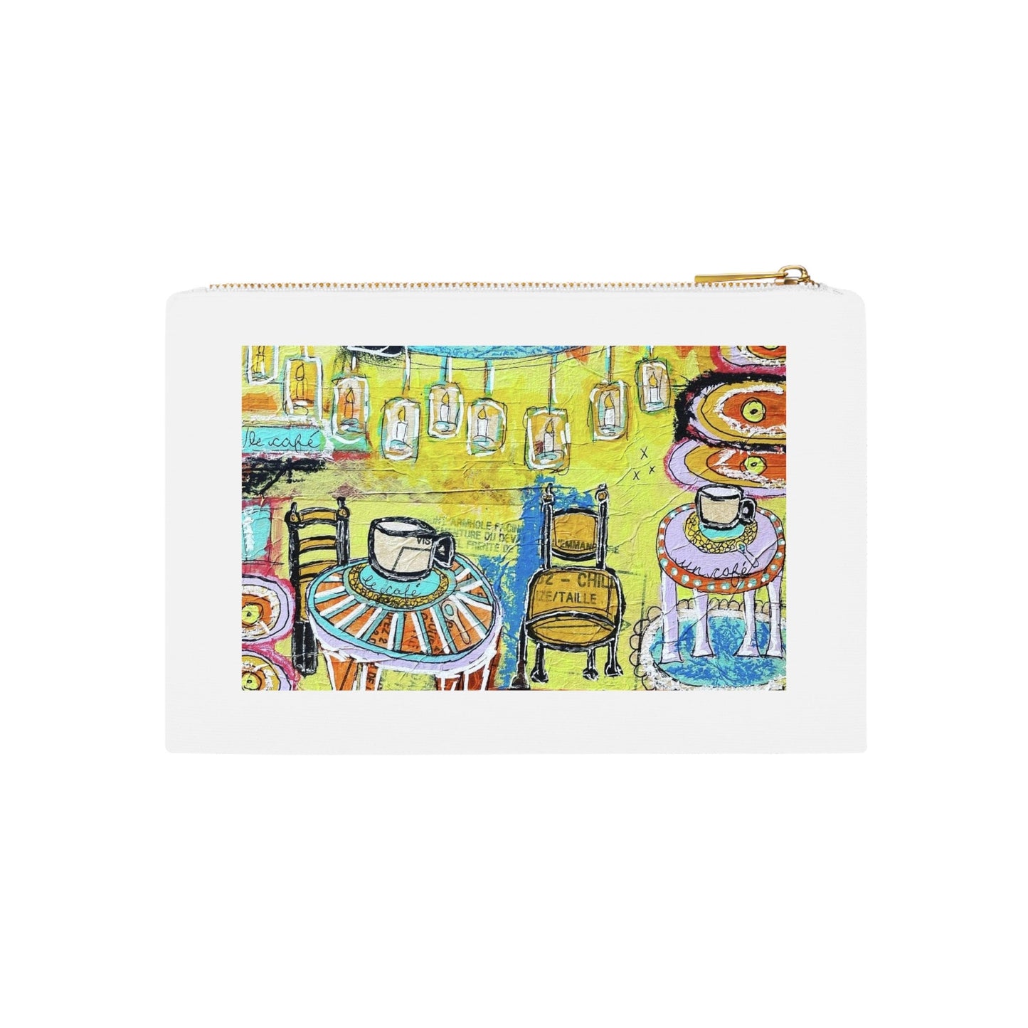 French Cafe Design, France inspired, French Coffee House Art - Cosmetic Bag