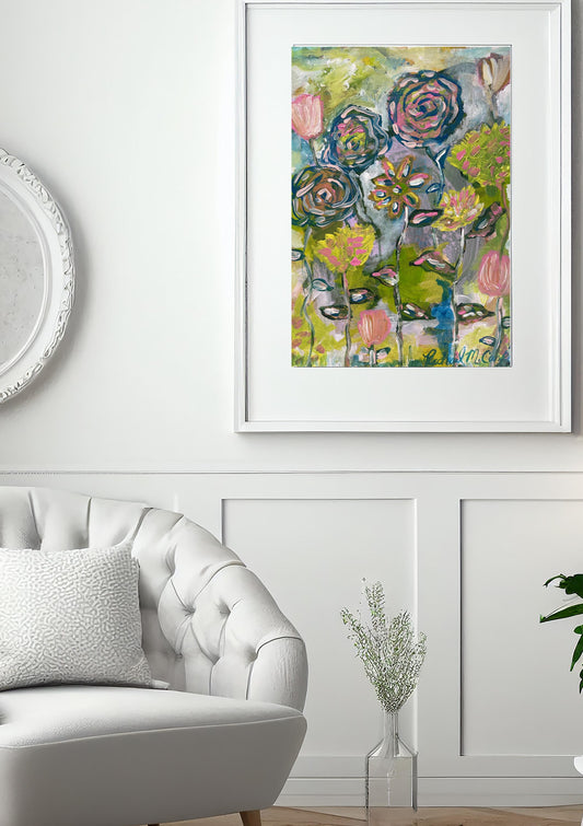 Floral Abstract Wall Art Printable Bundle Multiple Sizes  | Pink & Green Painting Digital Download | Modern Boho Flower Art for Home Decor