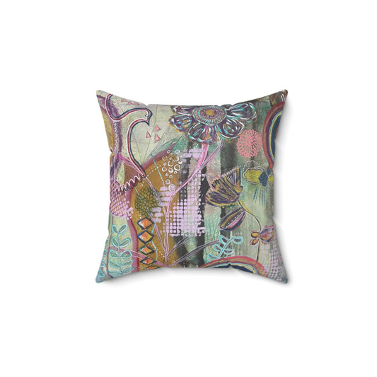 Bohemian Art Pillow, Cozy Decorative Cushion, Wanderlust Home Decor, Flower Pattern Throw Pillow, Perfect Gift for Nature Lovers