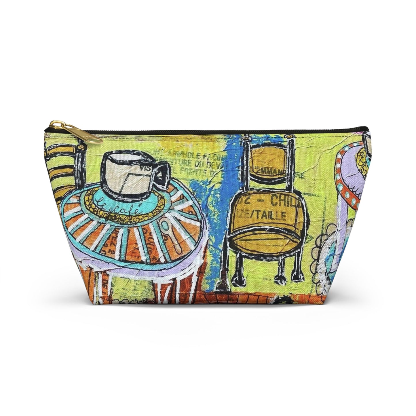 French cafe design, France inspired, Coffee House Art - Accessory Pouch w T-bottom