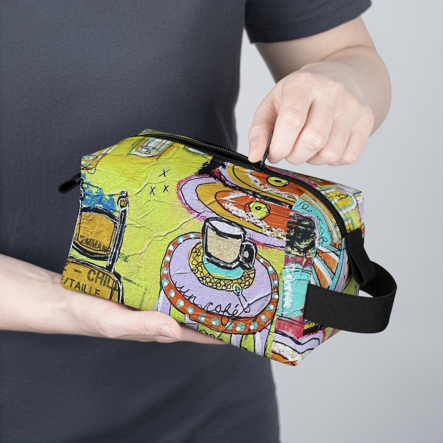 French Cafe Design, France inspired, French Coffee House Art - Toiletry Bag