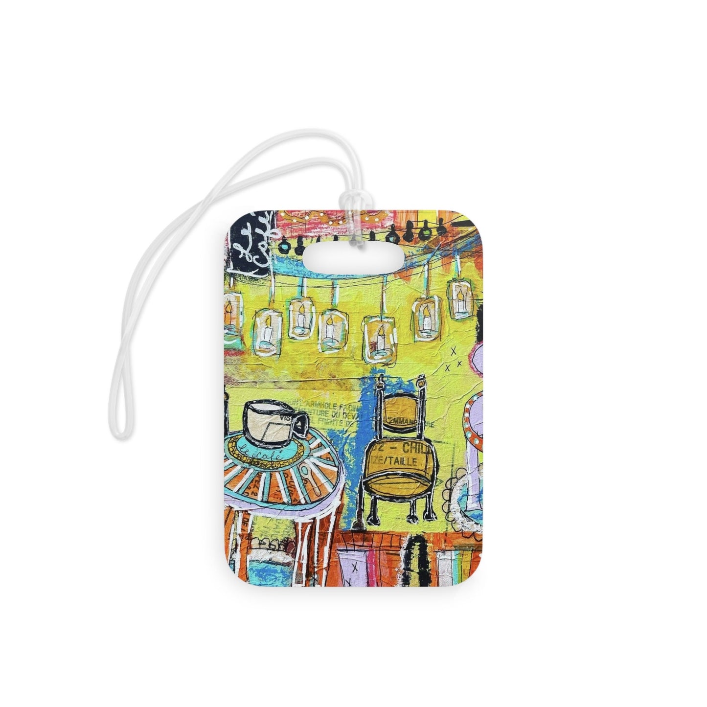 French Cafe Design, France inspired, Coffee House Design - Luggage Tags
