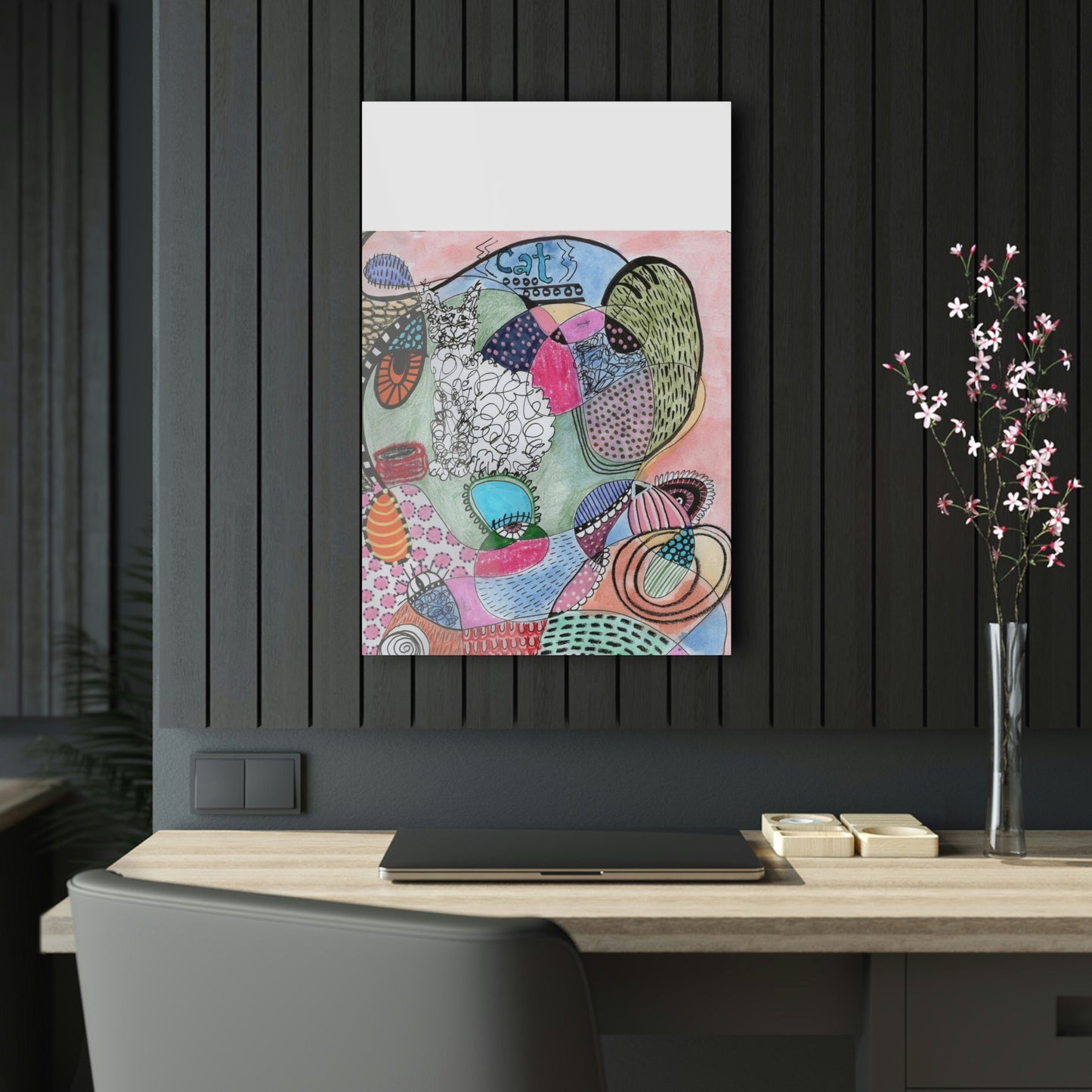 Acrylic Prints - Cat - Mixed Media Illustration