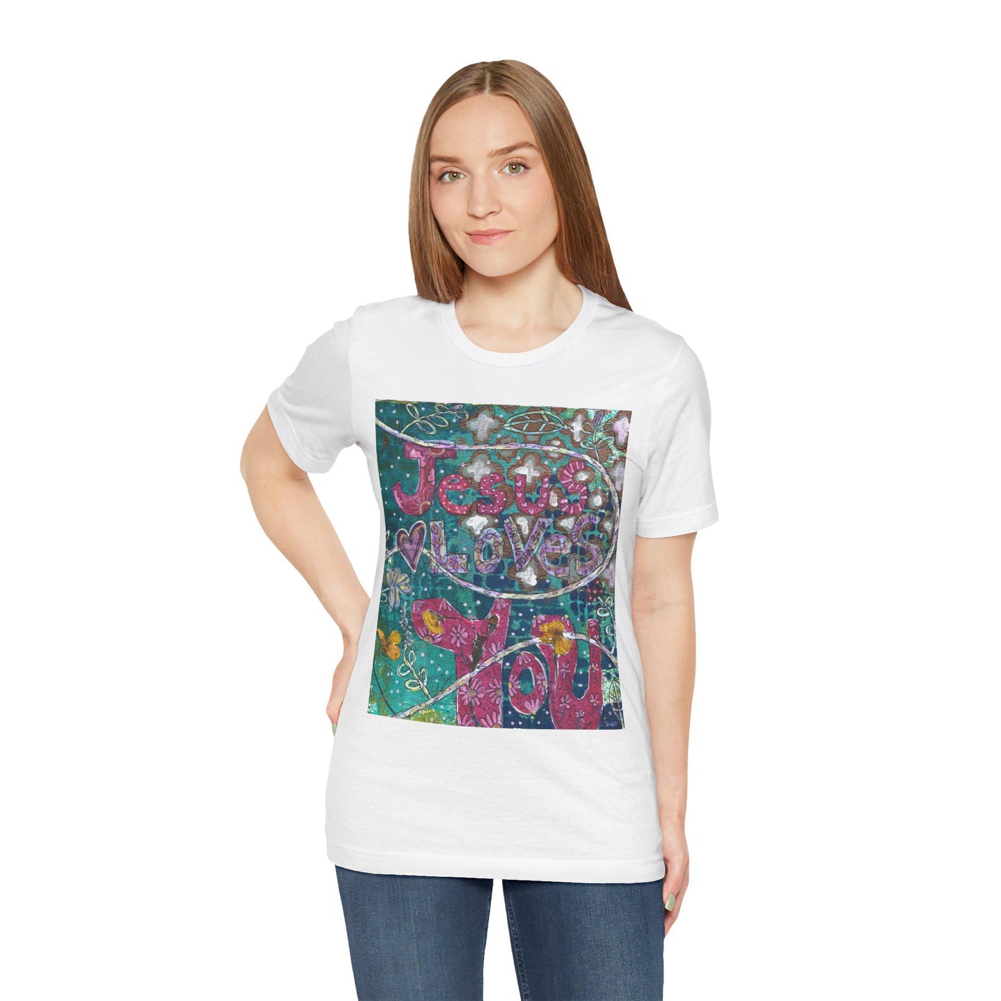 Boho Jesus Love You Unisex Tee, Christian Faith Shirt, Pressed Flower Design, Religious Graphic Tshirt, Inspirational Women Men Top