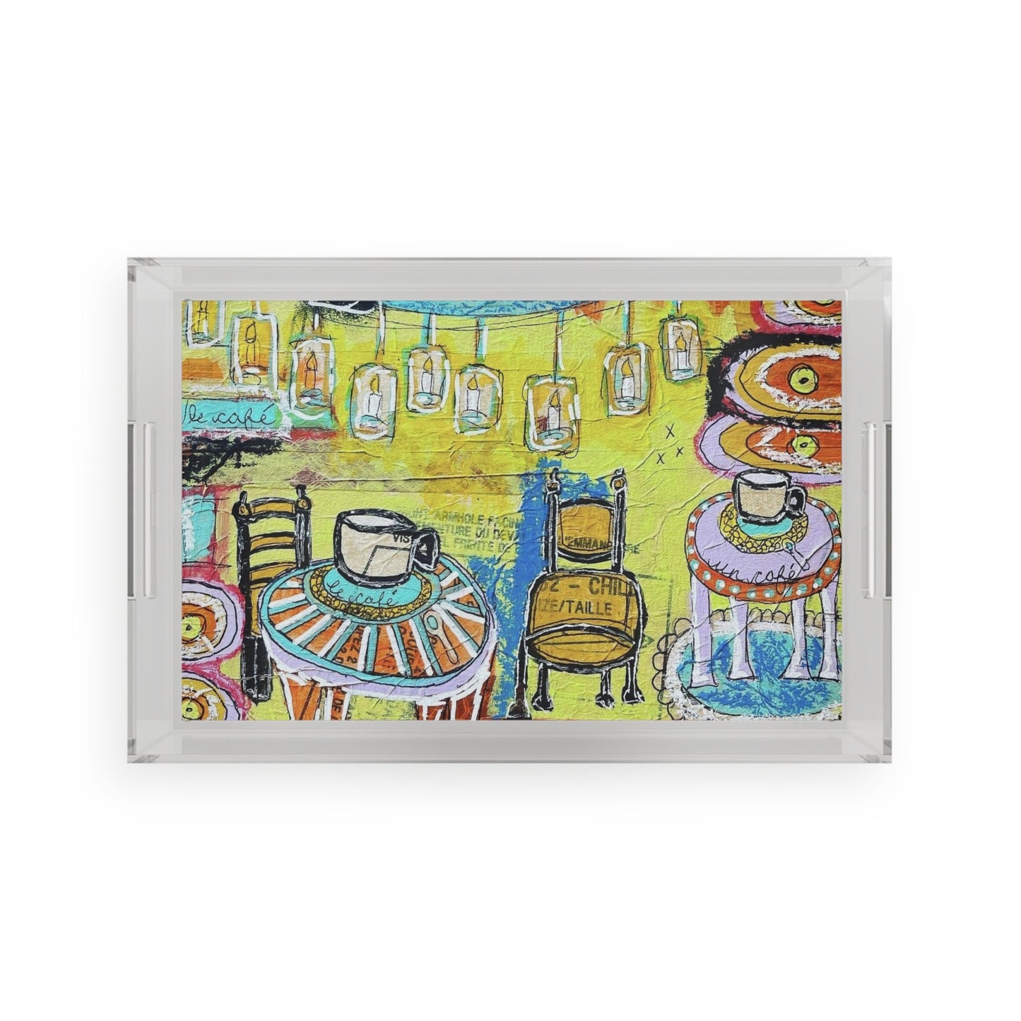 French cafe design, France inspired, coffee house art - Acrylic Serving Tray