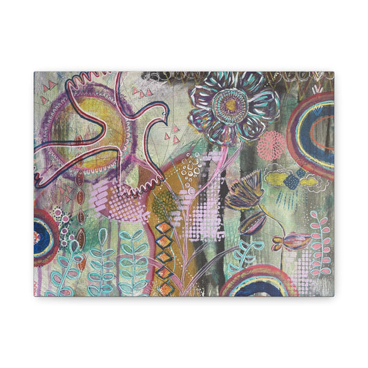 Wall Art - Nature Inspired, folksy art, Bright Colors, Flying Bird, Plants, Flowers, Sun, Storm, Wall Decor, Home Decor,