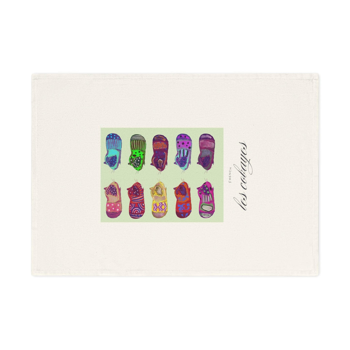 Cotton Tea Towel, Colorful Guinea Pigs, French Les Cobayes, Kitchen Decor, Towel Set, Farmhouse Style, Cute Animal Tea Towel